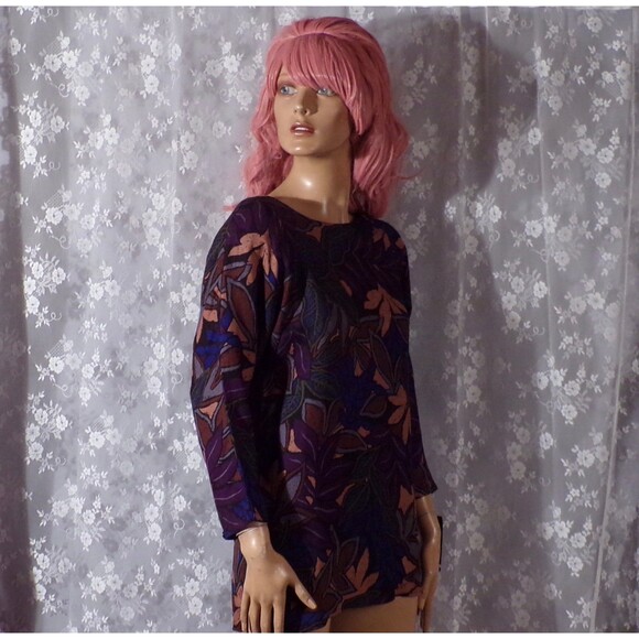 Vintage 80s Floral Blouse 1980s Dark Romantic Whimsigoth Top Size Medium - Picture 6 of 10